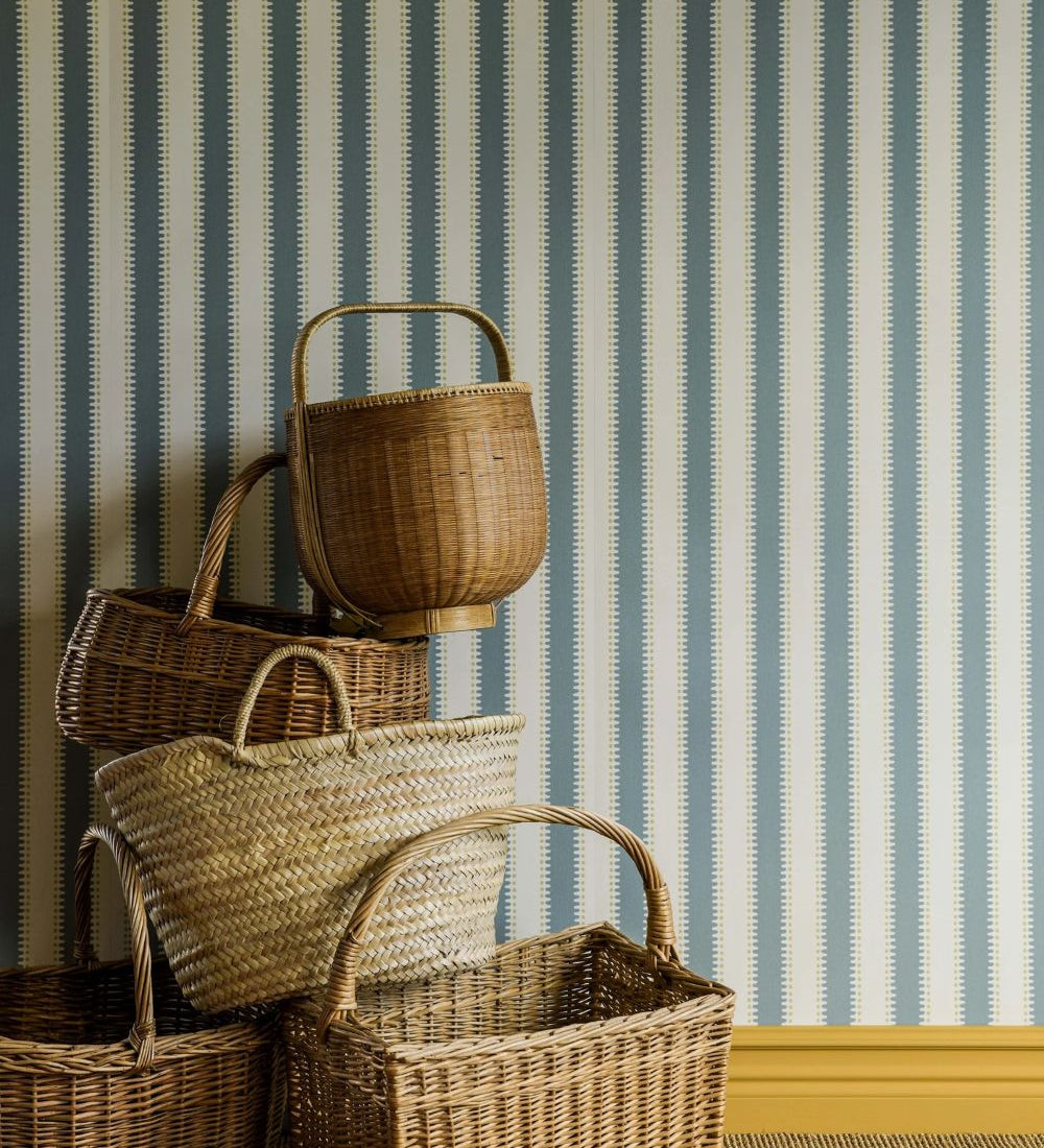 Langelid von Bromssen jagged stripe strepen behang voor de kinderkamer turquoise blauw groen
