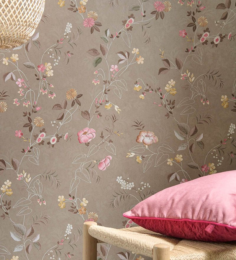 Pip Studio Eijffinger behang voor de kinderkamer tokyo blossom khaki bruin  333133