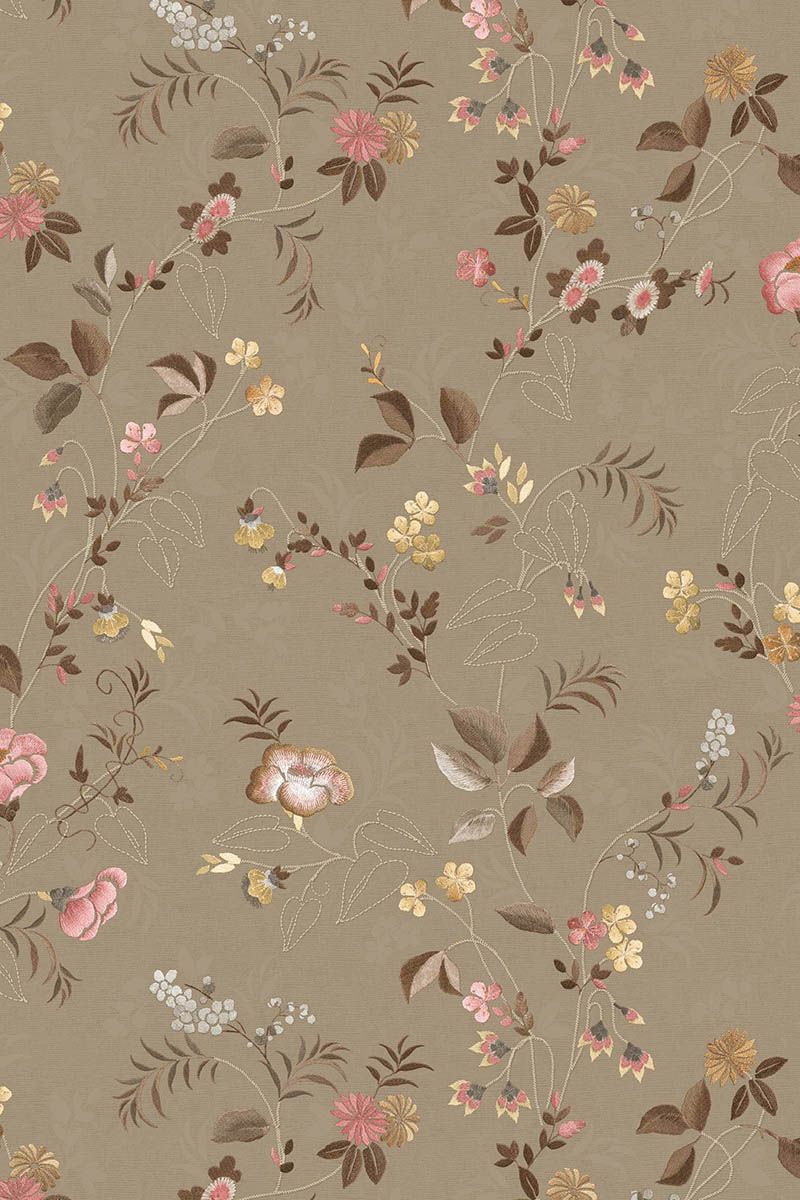 Pip Studio Eijffinger behang voor de kinderkamer tokyo blossom khaki bruin  333133