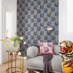 Studio Lisa Bengtsson behang voor de kinderkamer tienerkamer Coco Tiger tijgerbehang grijs