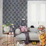 Studio Lisa Bengtsson behang voor de kinderkamer tienerkamer Coco Tiger tijgerbehang grijs