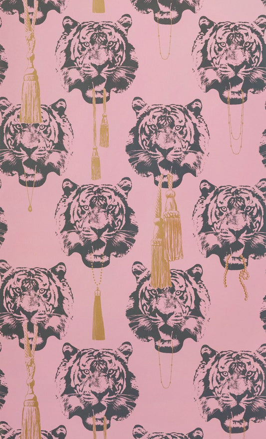 Studio Lisa Bengtsson behang voor de kinderkamer tienerkamer Coco Tiger tijgerbehang roze