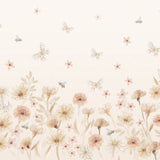 Pastelowe Love bloemenbehang mural voor de kinderkamer meisjeskamer babykamer roze 
