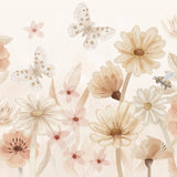 Pastelowe Love bloemenbehang mural voor de kinderkamer meisjeskamer babykamer roze 