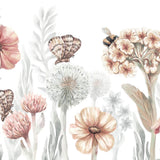 Pastelowe Love bloemenbehang wildflowers mural voor de kinderkamer meisjeskamer babykamer roze 
