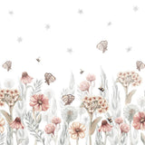 Pastelowe Love bloemenbehang wildflowers mural voor de kinderkamer meisjeskamer babykamer roze 