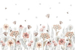 Pastelowe Love bloemenbehang wildflowers mural voor de kinderkamer meisjeskamer babykamer roze 