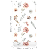 Pastelowe Love Wildflowers bloemenbehang voor meisjeskamer wit roze groen 