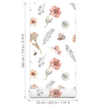 Pastelowe Love Wildflowers bloemenbehang voor meisjeskamer wit roze groen 