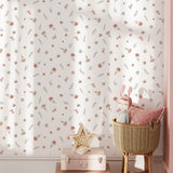 Pastelowe Love Wildflowers bloemenbehang voor meisjeskamer wit roze groen 