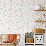 Pastelowe Love Wildflowers bloemenbehang voor meisjeskamer wit roze groen 