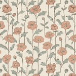 Little Amour behang voor de meisjeskamer bloemen Poppy Amour zalmroze