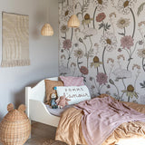 Little Amour behang voor de meisjeskamer met bloemen creme wit