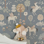Majvillan True Unicorns behang voor de meisjeskamer blauw