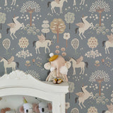 Majvillan True Unicorns behang voor de meisjeskamer blauw