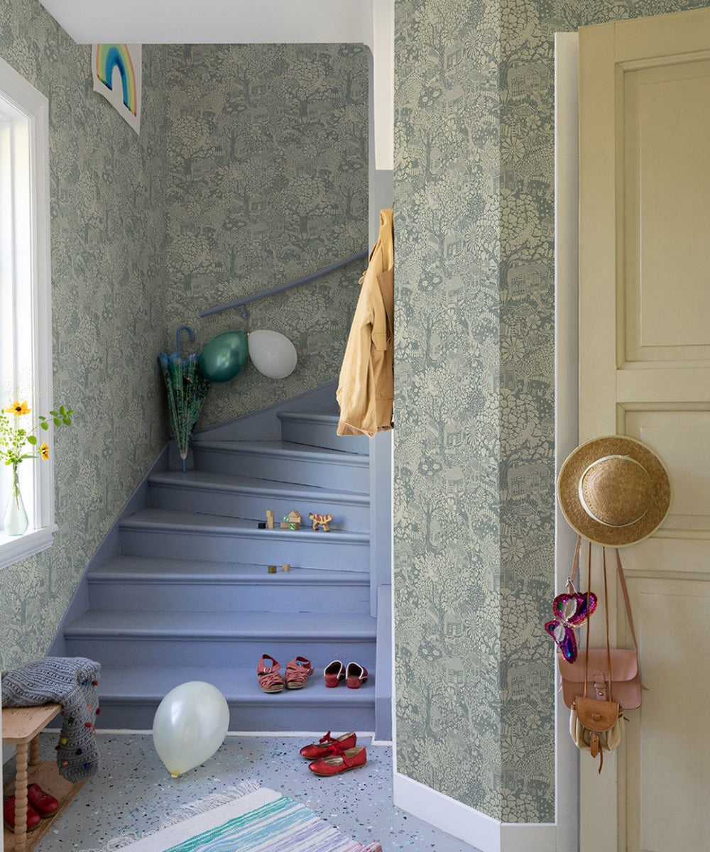 Midbec Bygga Bo Behang voor de kinderkamer blauw