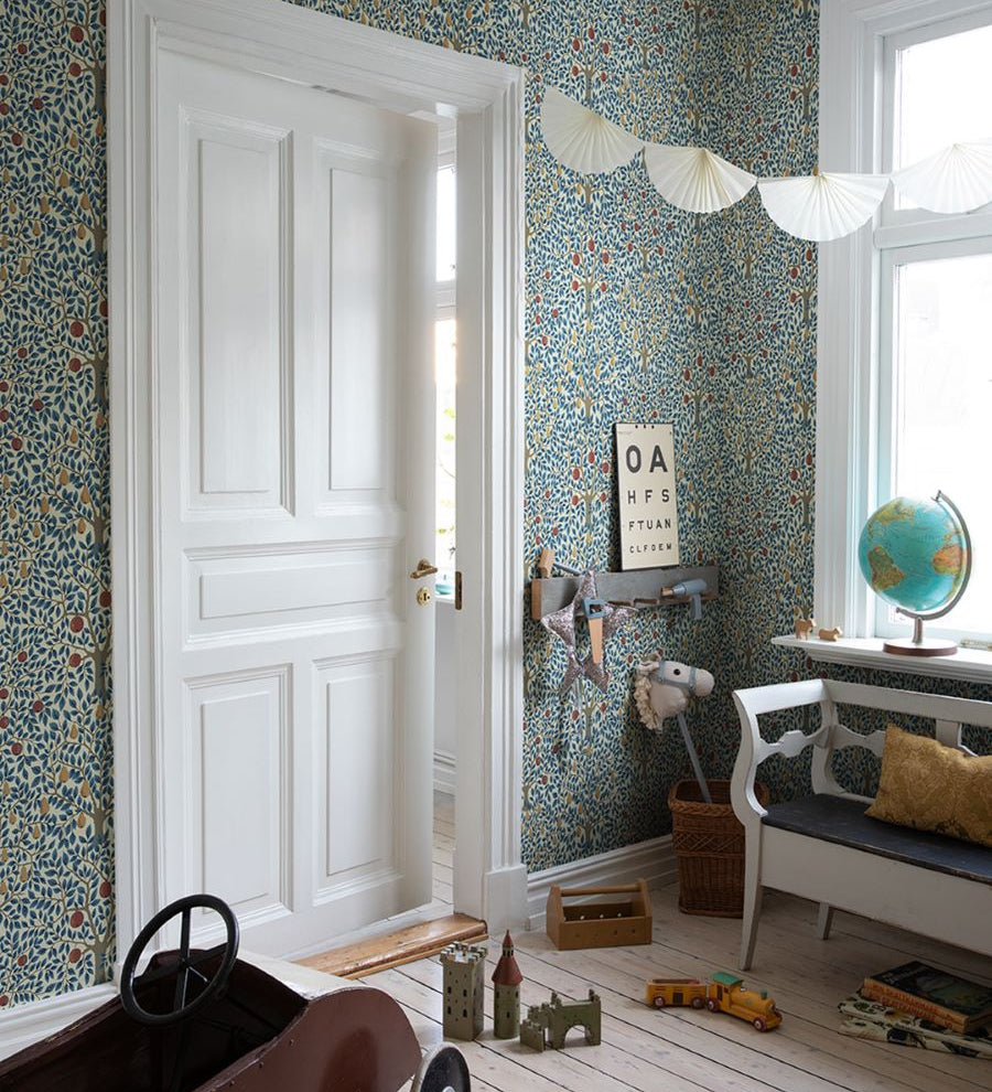 Midbec Pomona behang voor de kinderkamer blauw