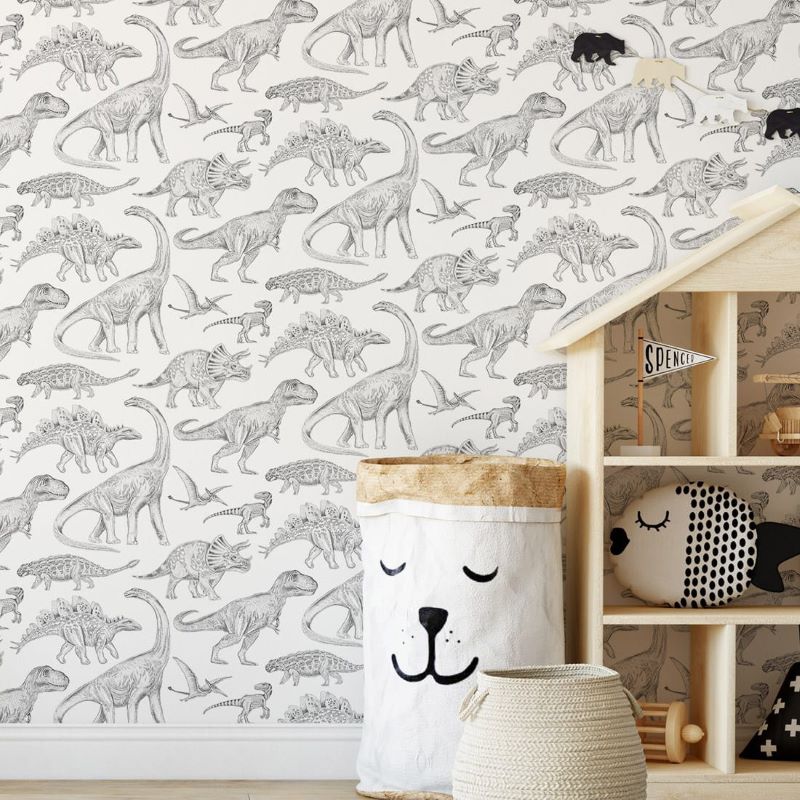 Pastelowe Love Wallpaper Dinos - White