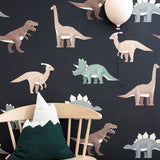 Studio Ditte Dino behang jongenskamer donker