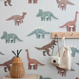 Studio Ditte Dino behang jongenskamer lichtgrijs