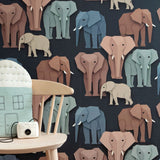 Studio Ditte Behang Olifanten - Donker