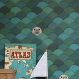 Studio Ditte kinderbehang zeehonden blauw groen