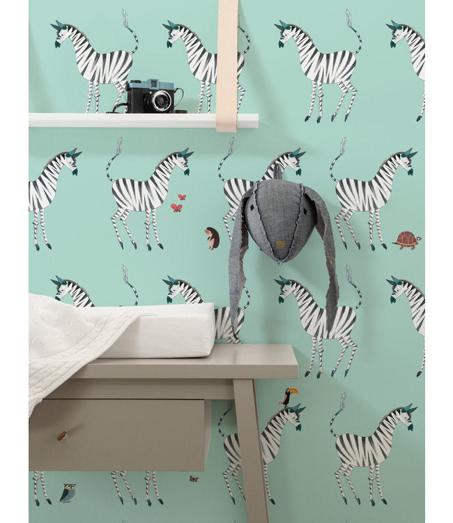 KEK Amsterdam zebra behang voor de kinderkamer mint