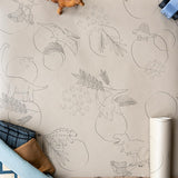 Little Amour Dino behang voor de jongenskamer beige en zand kleur