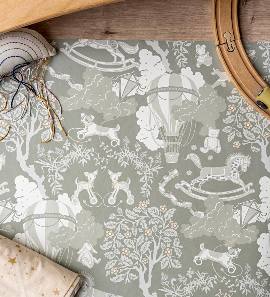 Little Amour kinderbehang dreamy toys groen