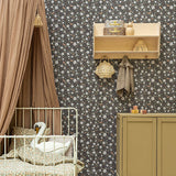 Little Amour meisjeskamer behang bloemen little flower garden antraciet