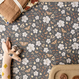 Little Amour meisjeskamer behang bloemen little flower garden antraciet