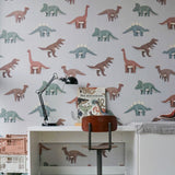 Studio Ditte Dino behang jongenskamer lichtgrijs